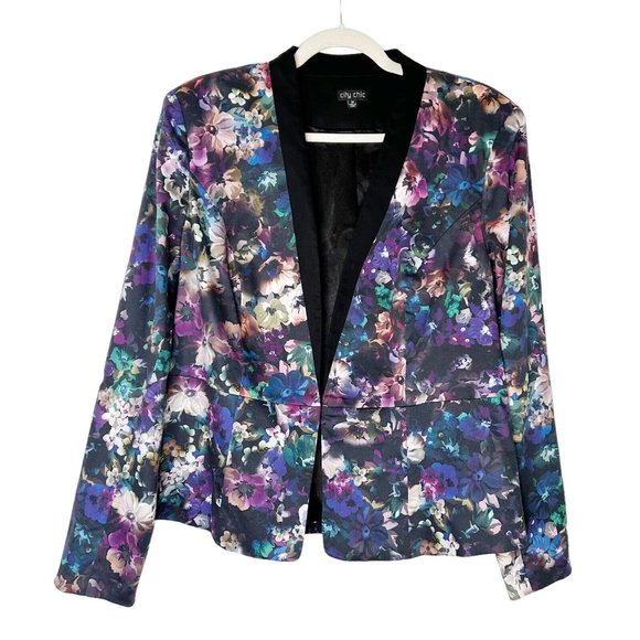 City Chic Jackets & Blazers - City Chic Blazer Jacket Size 18 Black Floral